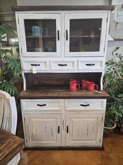 RUSTIC CANYON HUTCH AND BUFFET W/ WHITE DISTRESSED STAIN
