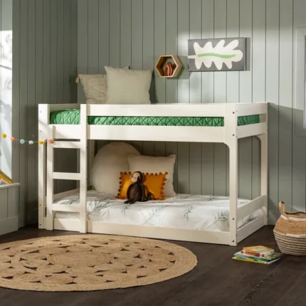 KOYKA – White Bunk Bed with Three Step Ladder